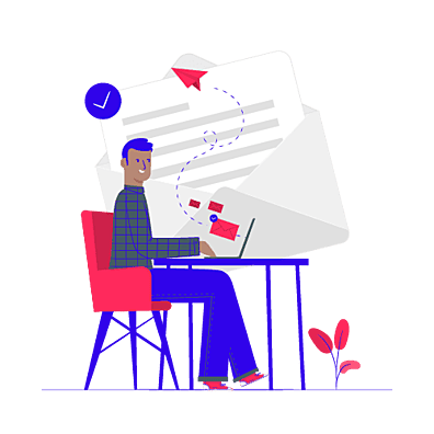 personnage qui envoi un mail